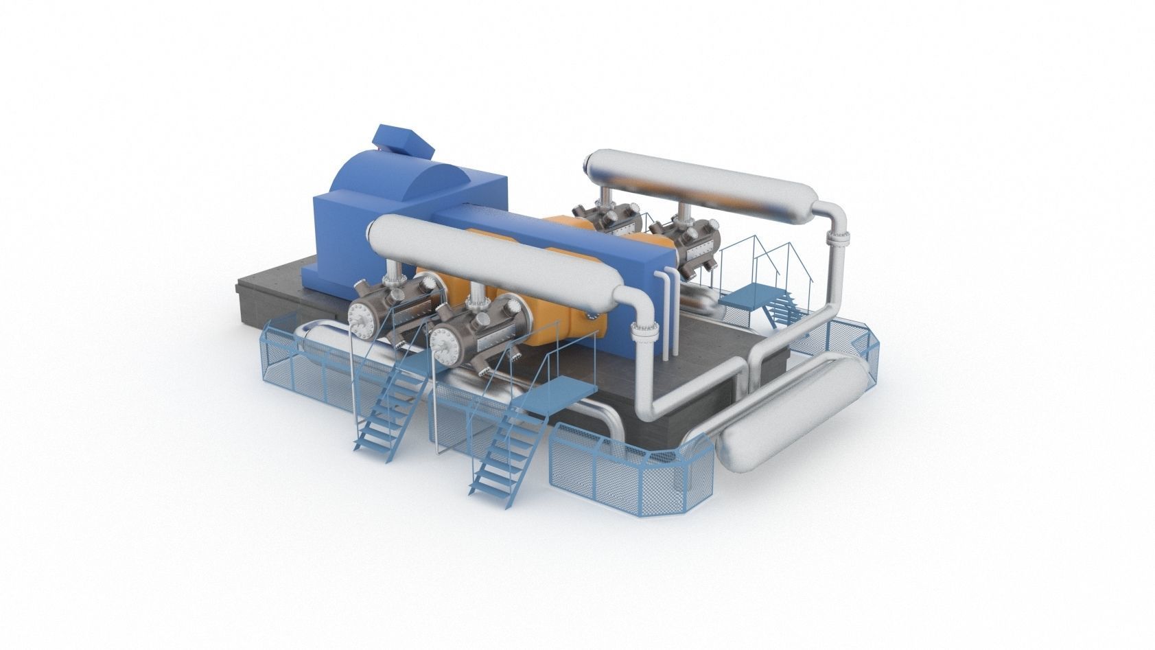 Indoor gas compressor Low-poly 3D model_2