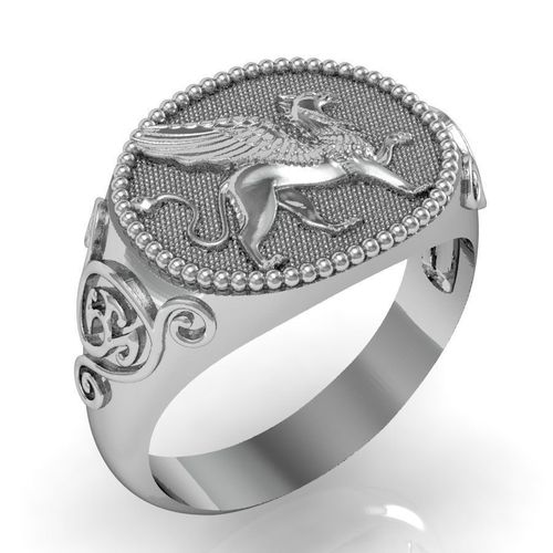 signet ring for men griffin 3D print model