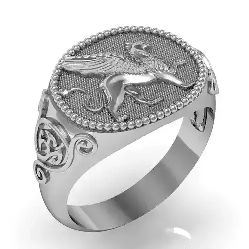 signet ring for men griffin 3D print model