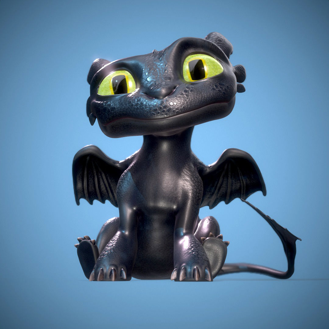 Baby Toothless Low-poly 3D model_3