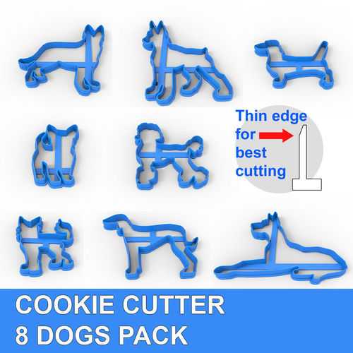 COOKIE CUTTER 8 DOGS PACK 3D print model