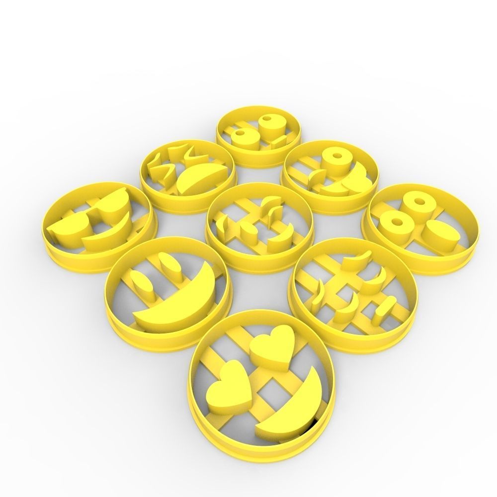 COOKIE CUTTER 9 EMOJI PACK 3D print model_1