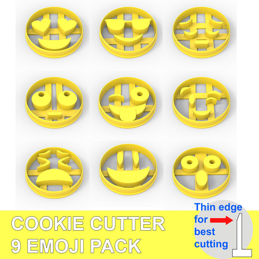 COOKIE CUTTER 9 EMOJI PACK 3D print model_0