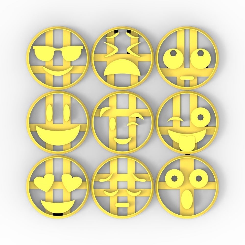 COOKIE CUTTER 9 EMOJI PACK 3D print model_2