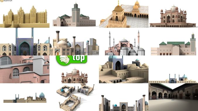7x world famous mosques - 3D Building Models 3D Model Collection