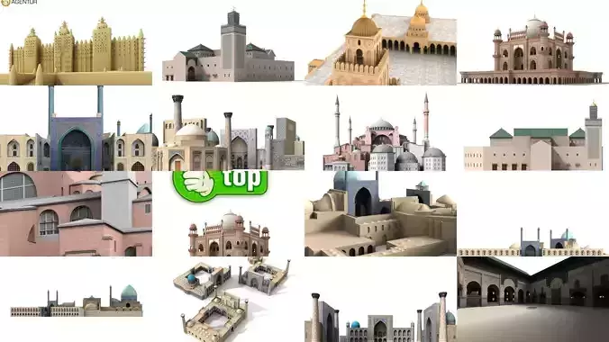 7x world famous mosques - 3D Building Models 3D Model Collection