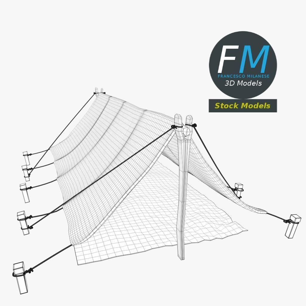 Simple pup tent 3D model_7