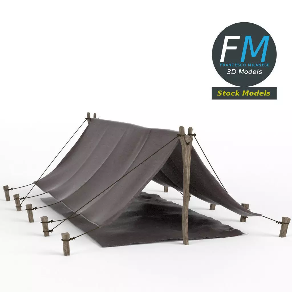 Simple pup tent 3D model_0