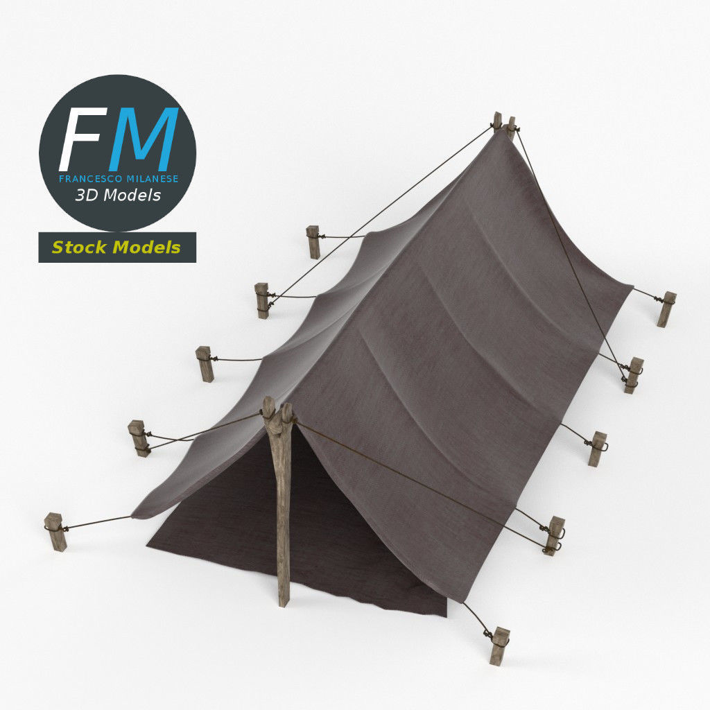 Simple pup tent 3D model_2