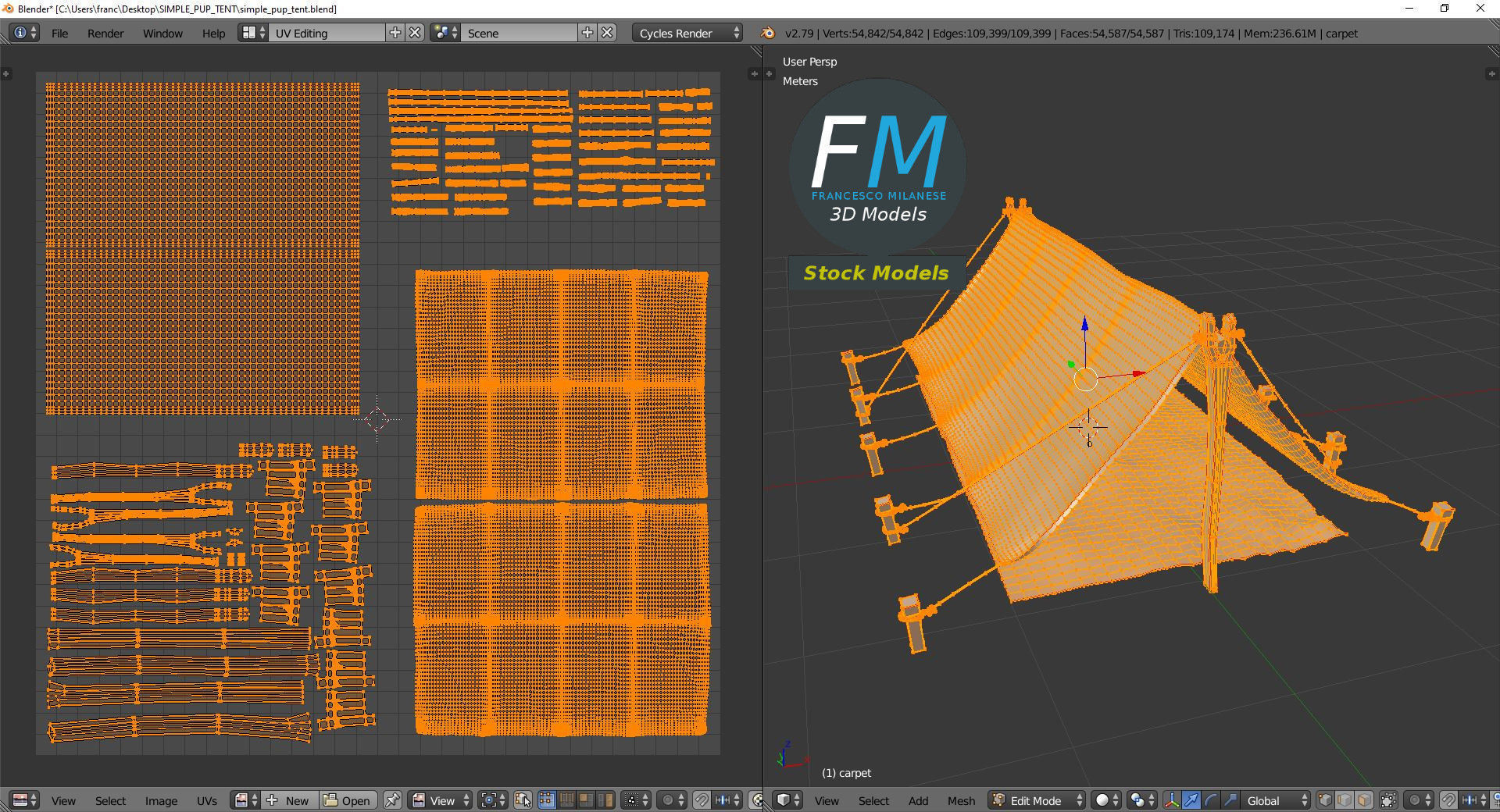 Simple pup tent 3D model_10