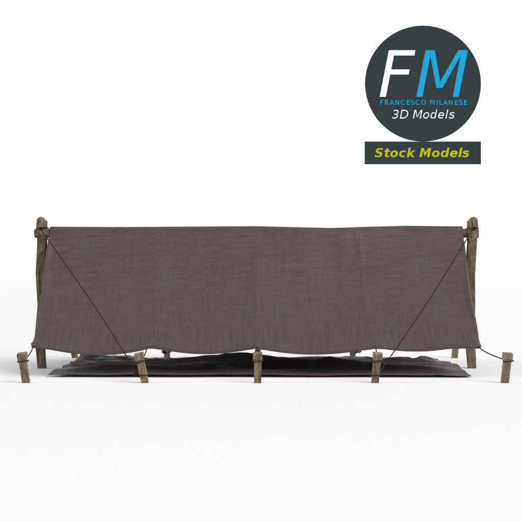 Simple pup tent 3D model_4