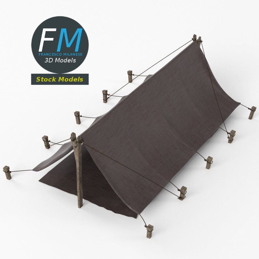 Simple pup tent 3D model_5