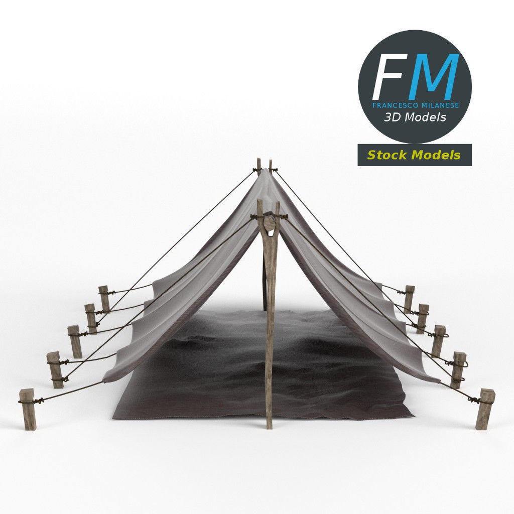 Simple pup tent 3D model_3