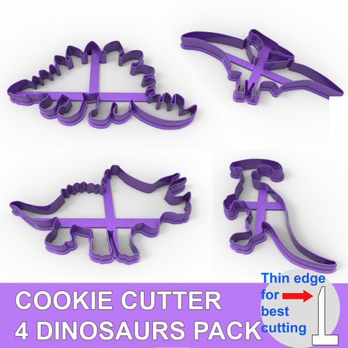 COOKIE CUTTER 4 DINOSAURS PACK 3D print model