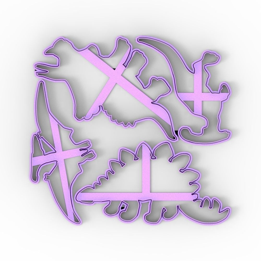 COOKIE CUTTER 4 DINOSAURS PACK 3D print model_1