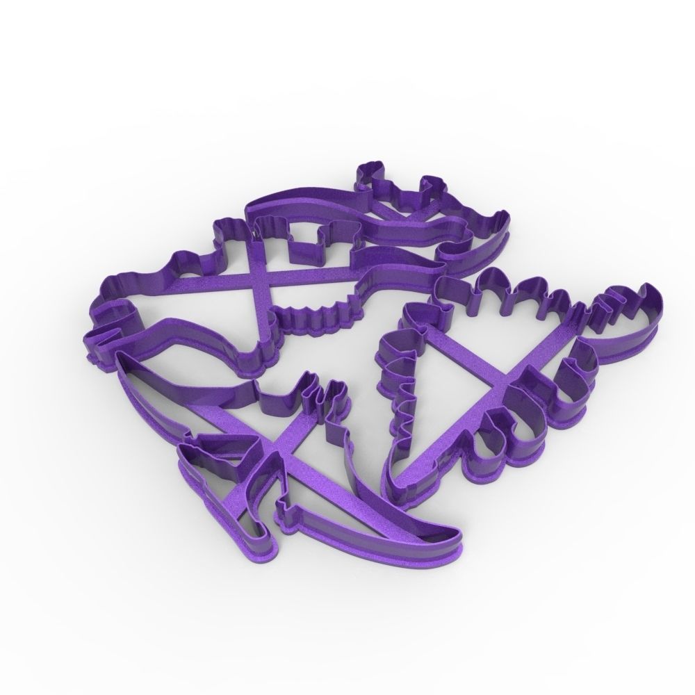 COOKIE CUTTER 4 DINOSAURS PACK 3D print model_2