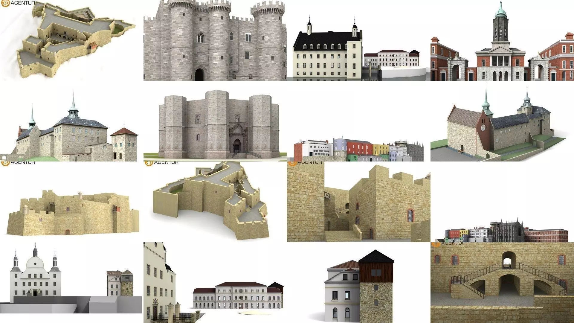 6x world famous castles 3D Model Collection_0