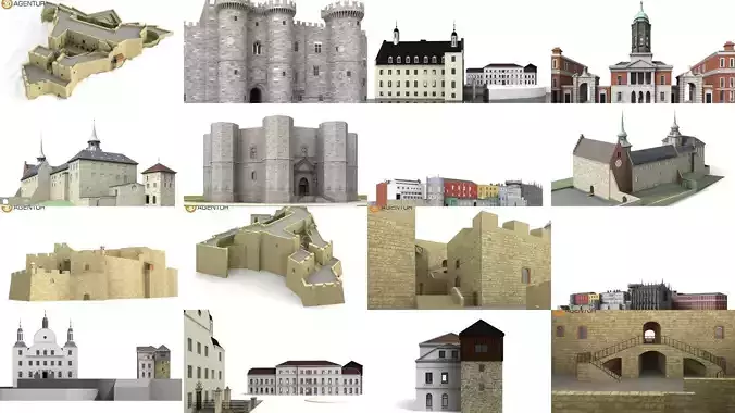 6x world famous castles 3D Model Collection