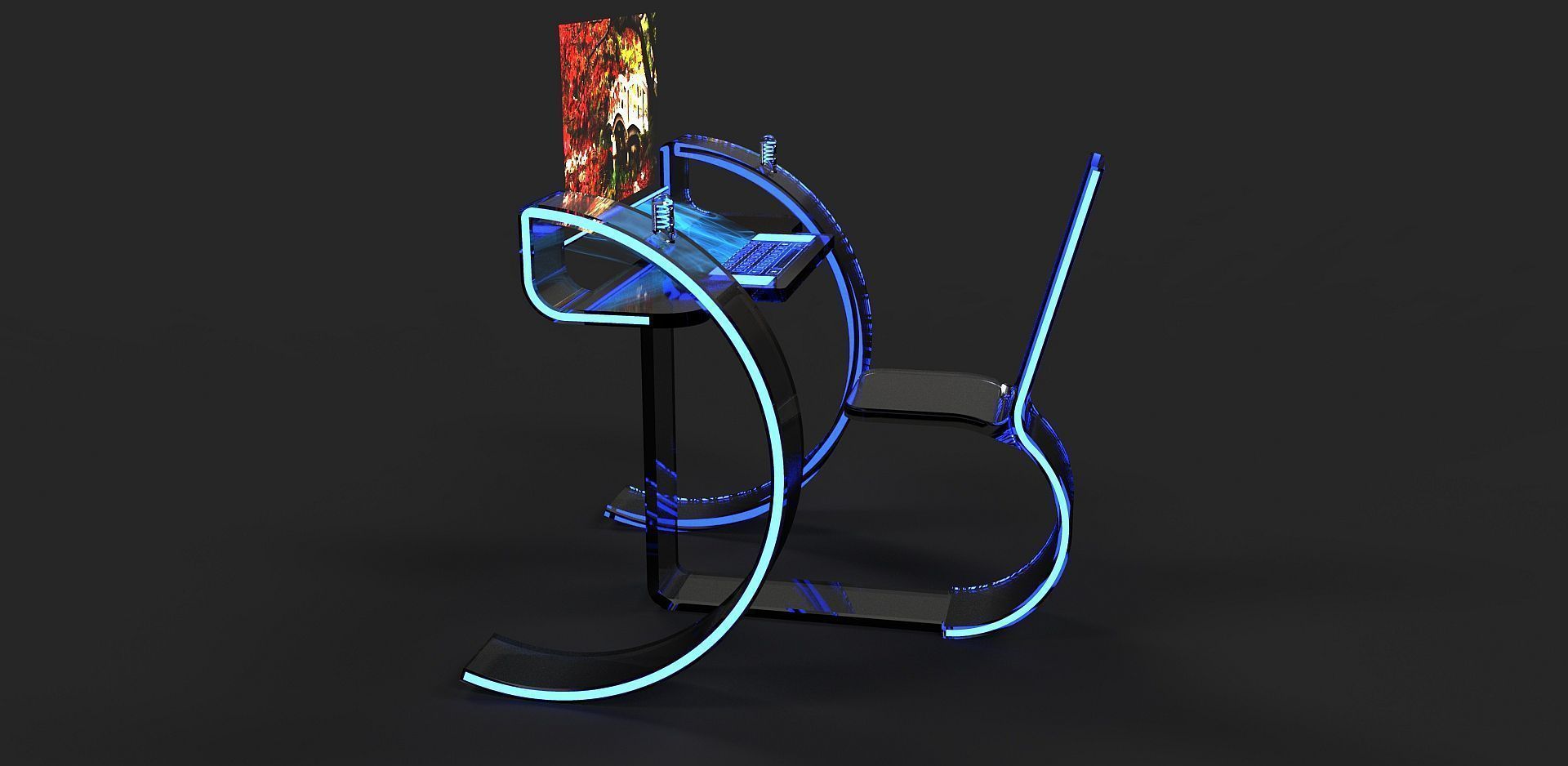 Future desk Free 3D model_4