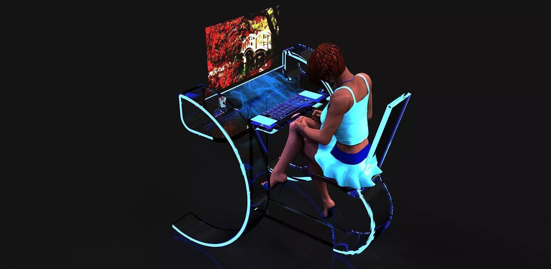 Future desk Free 3D model_0