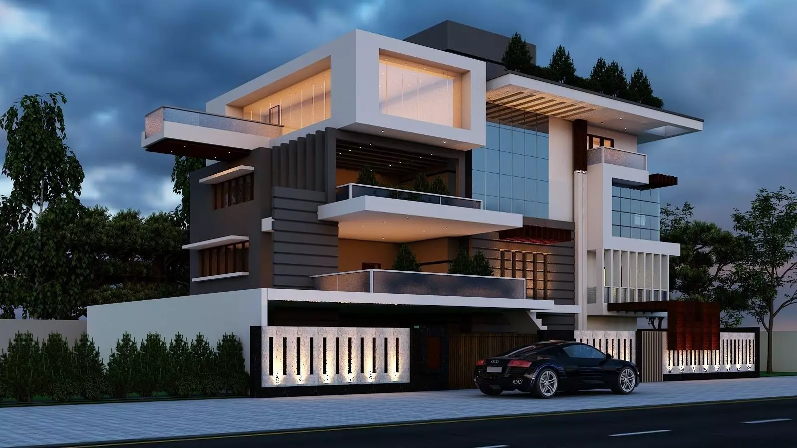 exterior night view 3D model_0
