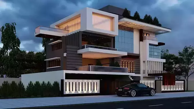 exterior night view 3D model