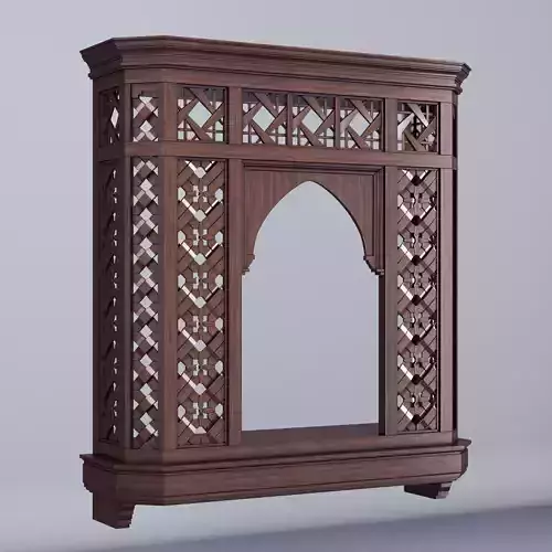 Mashrabiya 6 ornately carved wooden shelf