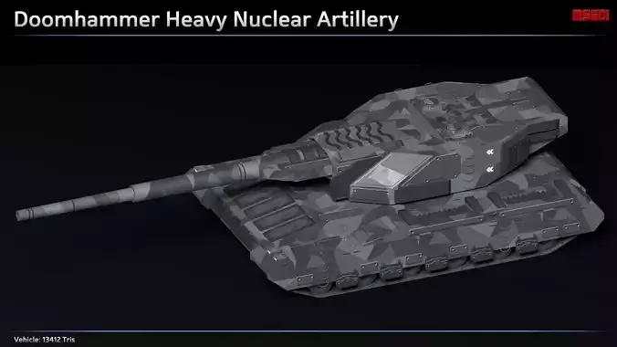 Scifi Doomhammer Heavy Nuclear Artillery Low-poly 3D model