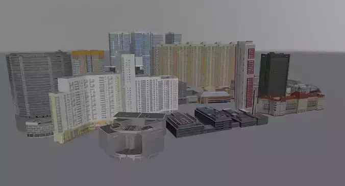 High Rise Buildings Pack Low-poly 3D model