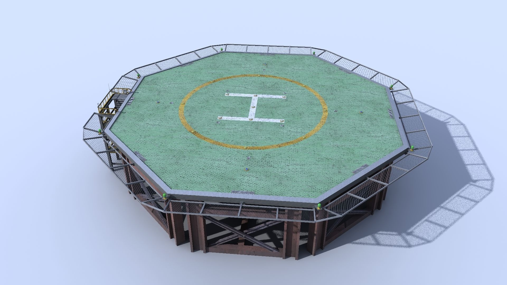 3D model Helicopter industrial landing pad helipad airfield VR / AR