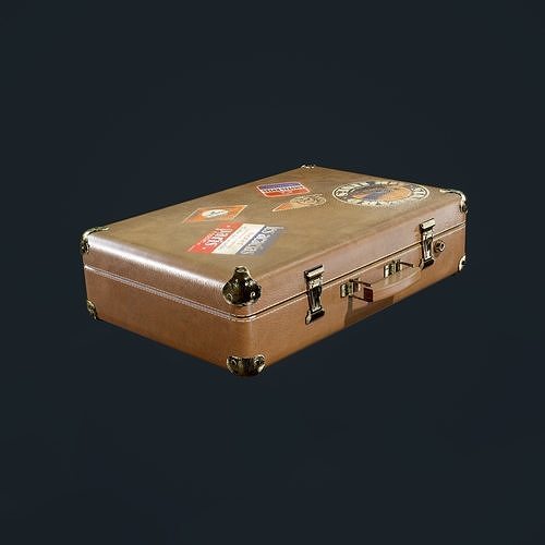 Leather Suitcase Luggage Travel Hotel Game Ready Low-poly 3D model