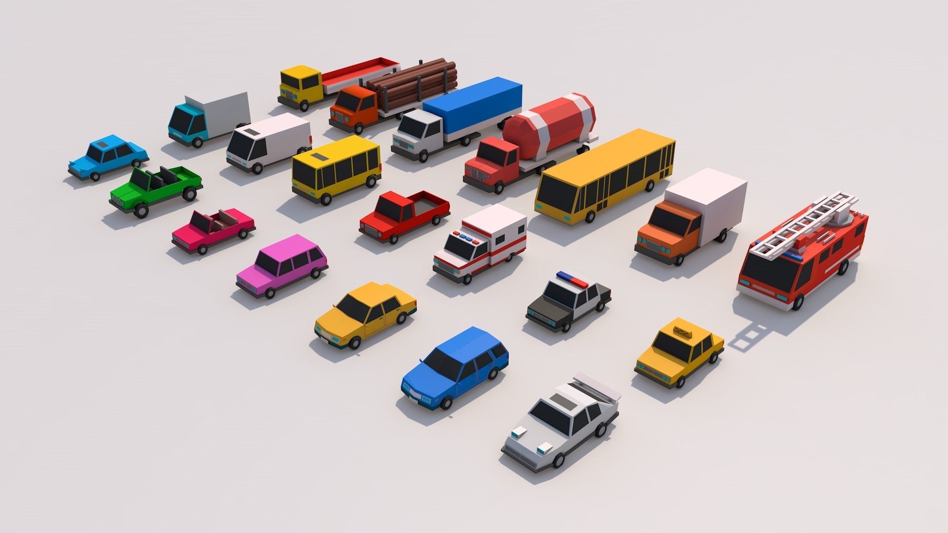 Polygonia Low Poly City Cars Pack Low-poly 3D model_4