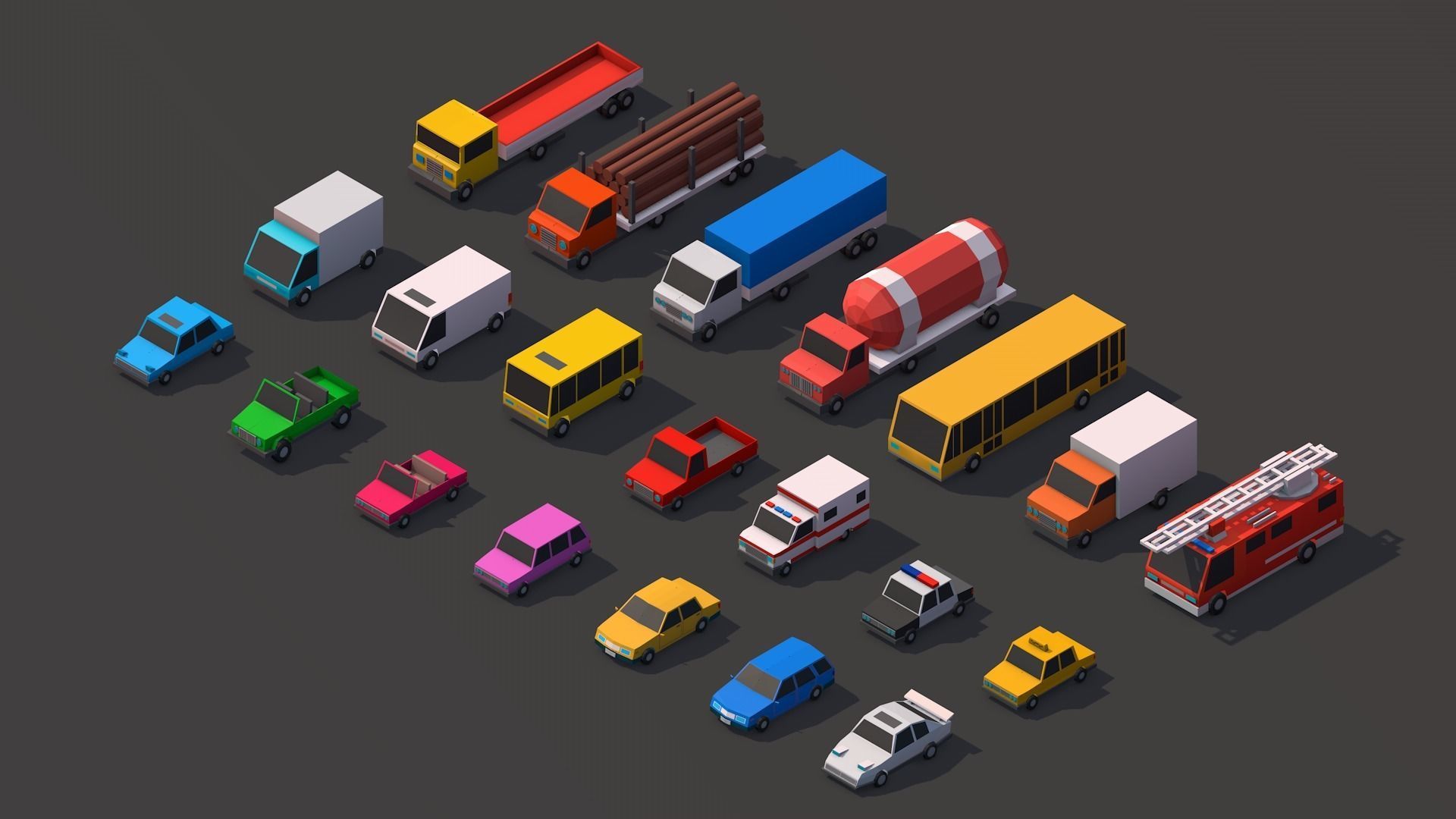 Polygonia Low Poly City Cars Pack Low-poly 3D model_1