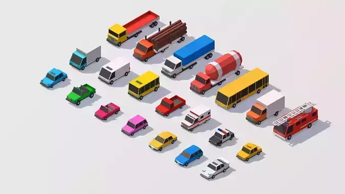Polygonia Low Poly City Cars Pack