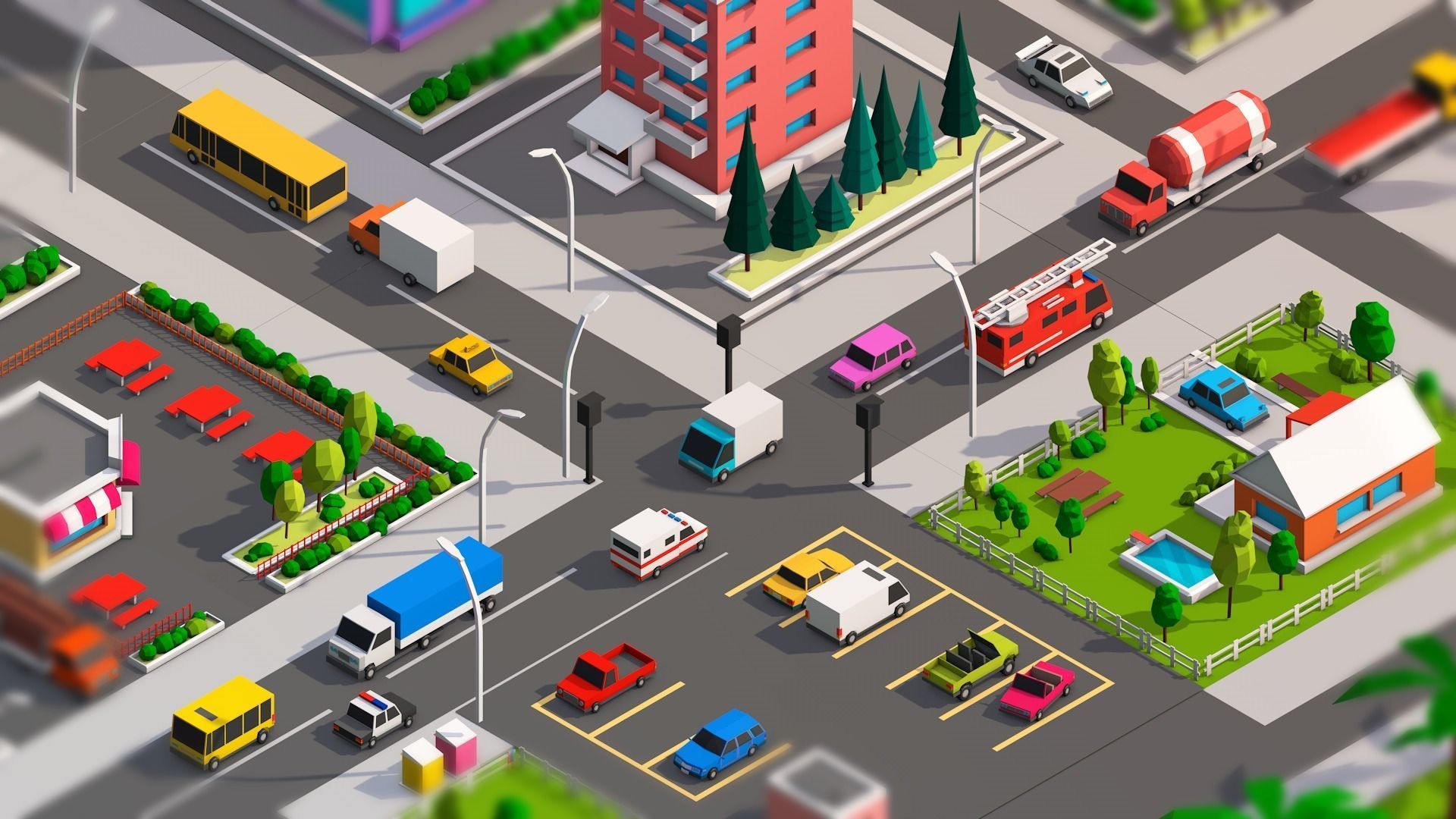 Polygonia Low Poly City Cars Pack Low-poly 3D model_7