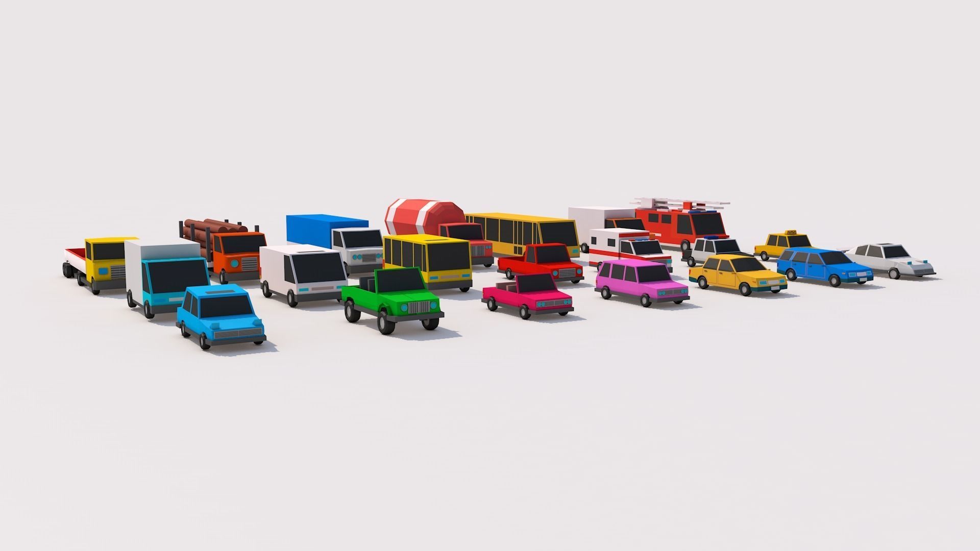Polygonia Low Poly City Cars Pack Low-poly 3D model_5