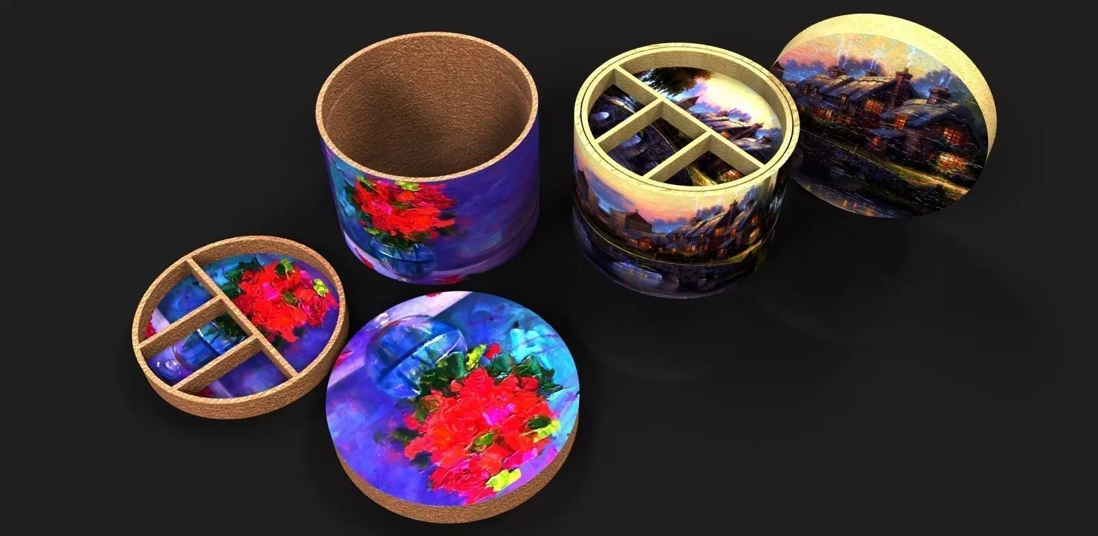 Decorative boxes Free 3D model