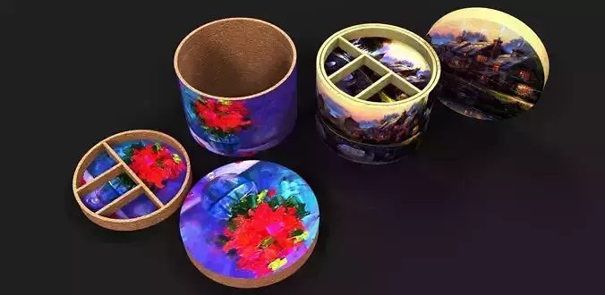 Decorative boxes Free 3D model