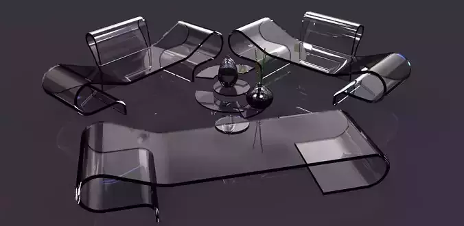 Transparent aluminum furniture Free 3D model