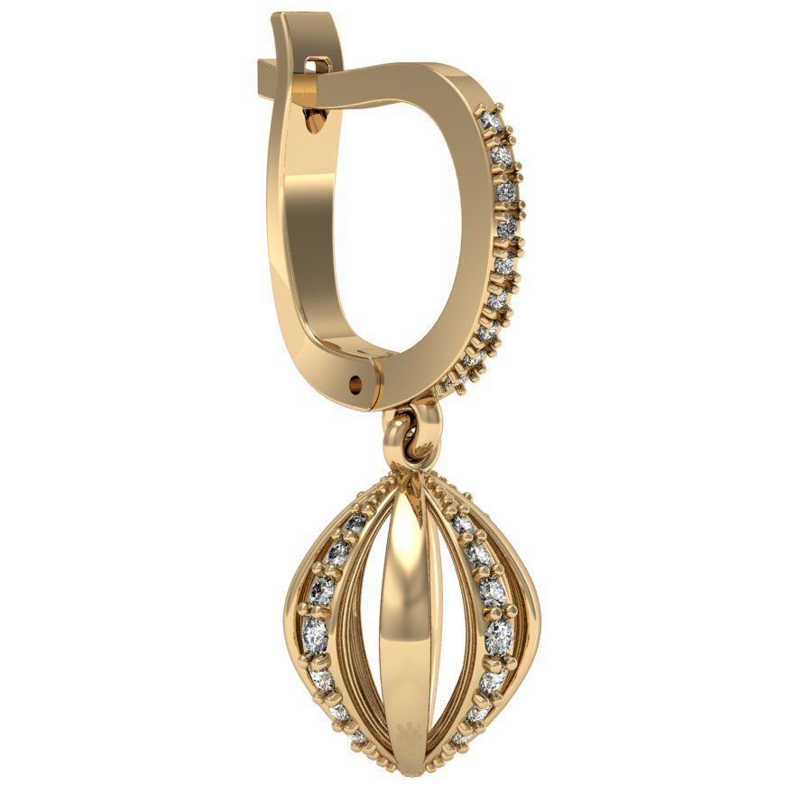  fashion earring with gems  3D print model_1