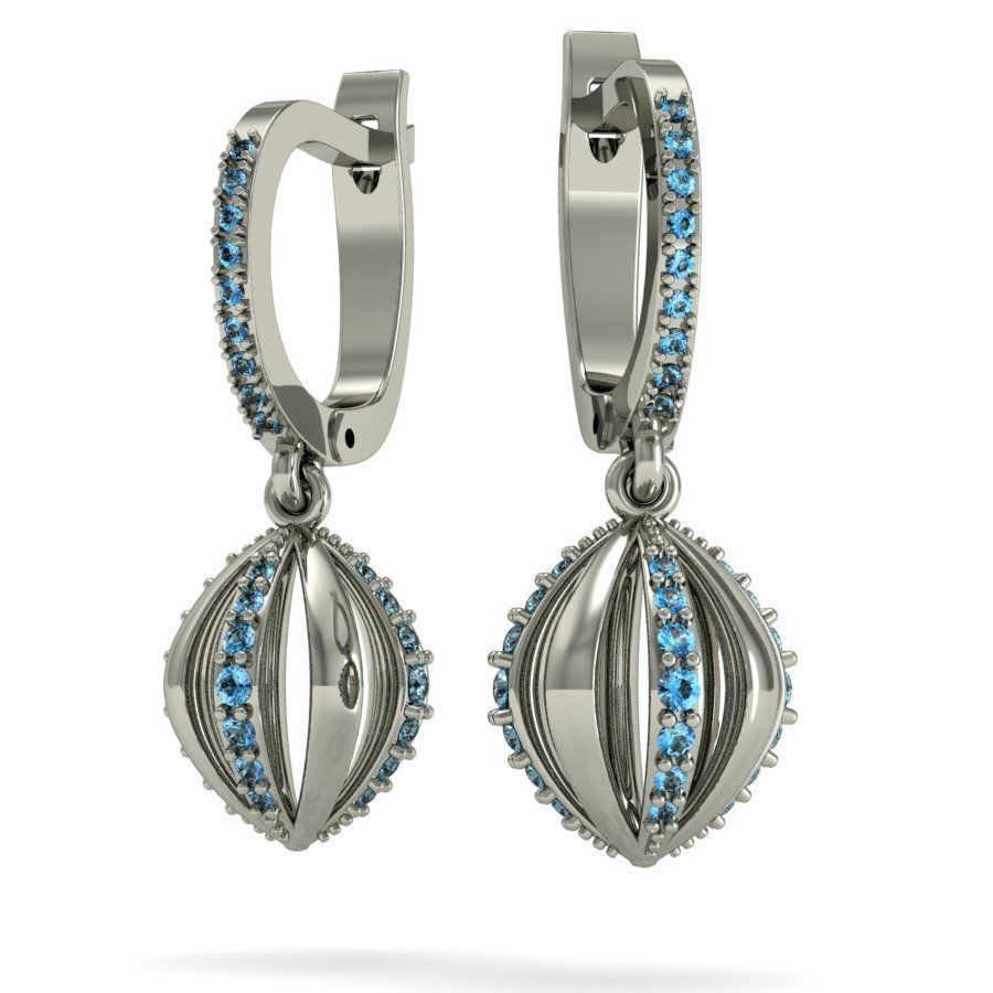  fashion earring with gems  3D print model_2