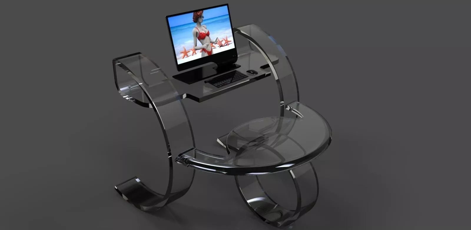 Acrylic modern desk free 3D model | CGTrader