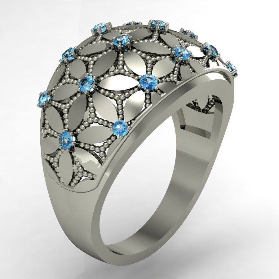  beautiful ring with flowers   3D print model_3