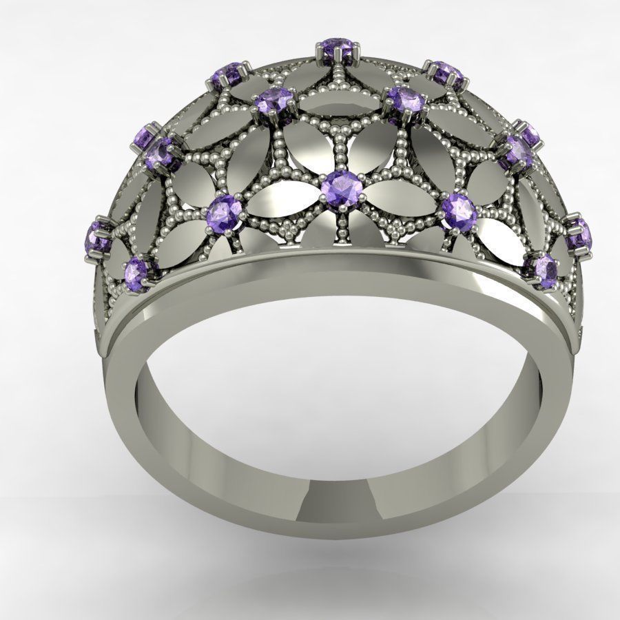  beautiful ring with flowers   3D print model_1