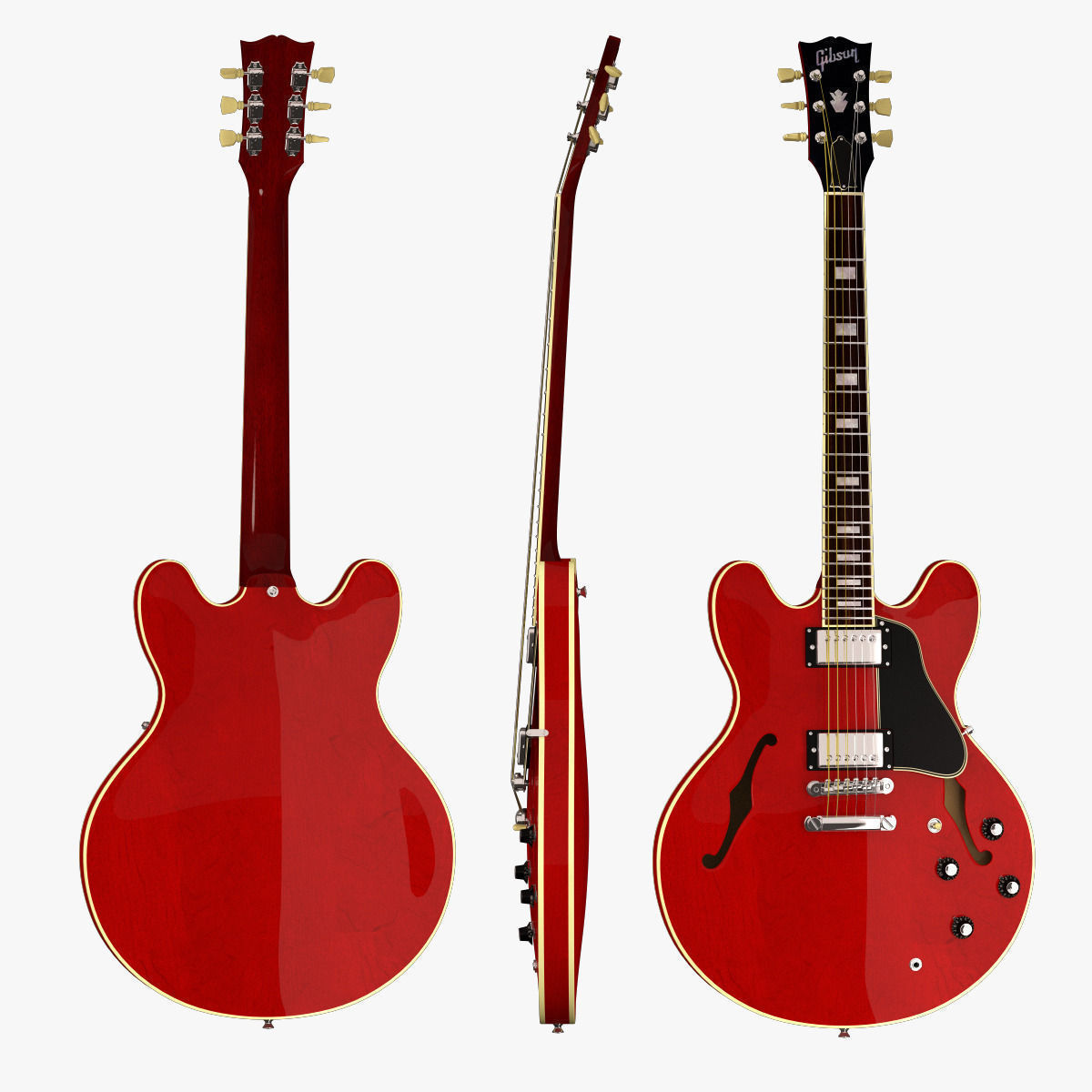 Semi-Acoustic Hollowbody Guitars 3D Model Collection_1