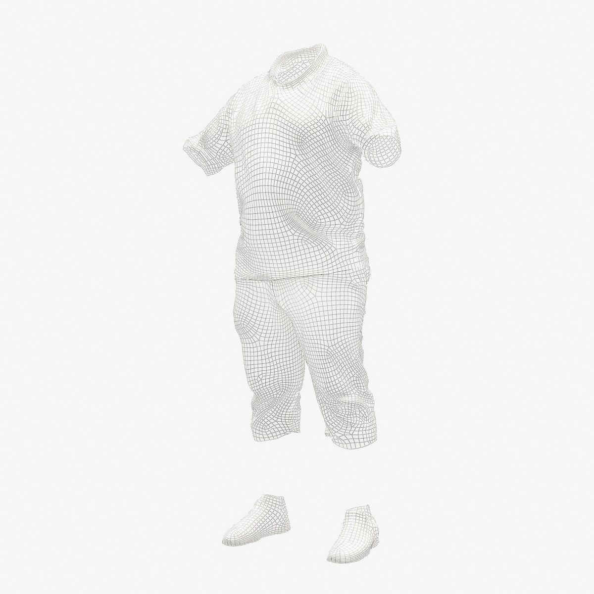 Male Casual Outfit 47 Polo Shorts Footwear Low-poly 3D model_9