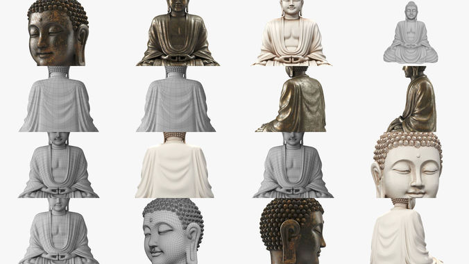 Buddha Statues 3D Model Collection