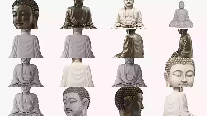 Buddha Statues 3D Model Collection