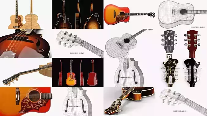 Gibson Acoustic Instruments 3D Model Collection