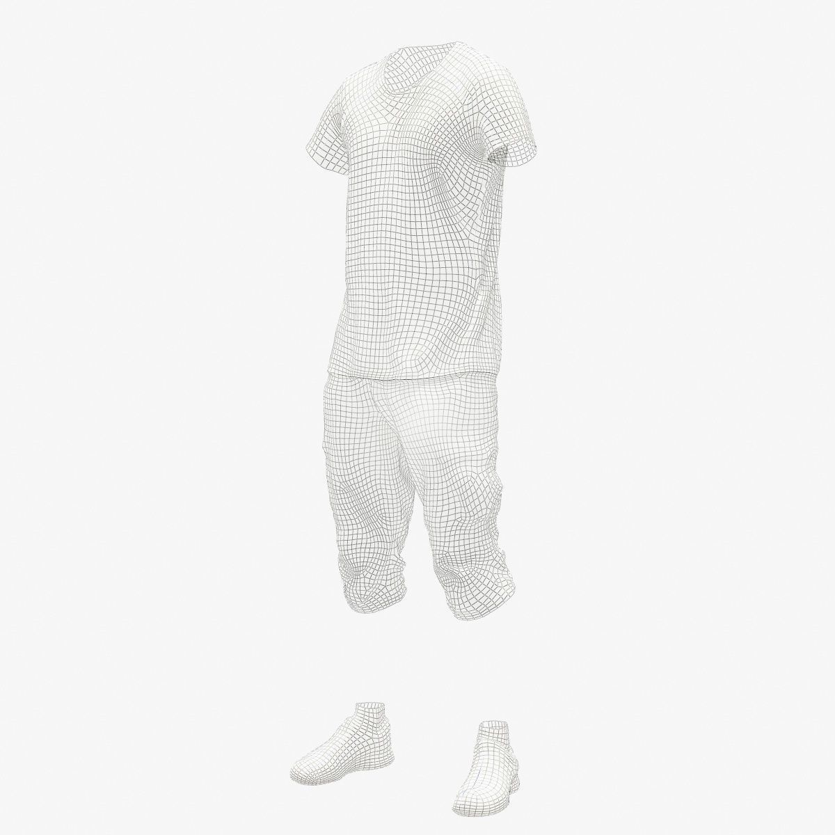 Male Casual Outfit 48 Tshirt Shorts Footwear Low-poly 3D model_9